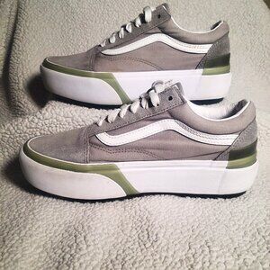 Vans Old Skool Stacked Pastel Drizzle - Gray/White/Green Low Top Women's Size 7